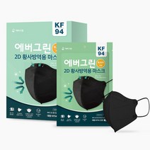 에버그린 2D 황사방역용 마스크 블랙 대형 KF94, 1매입, 25개