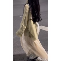 플레어 하객패션 여리여리 잔주름 메쉬 데일리 캉캉 쉬폰 스커트 프릴 풍성 샤