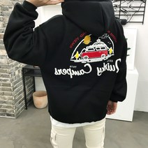 용된다 남자 겨울 레터링 오버핏 박스 기모 후드티