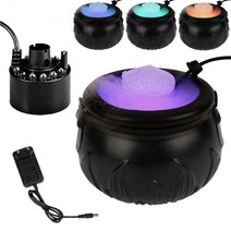 할로윈 연기 기계 안개 메이커 색상 변경 가마솥 모양 EU/US/UK Fogger 휴일, 02 Black flame basin