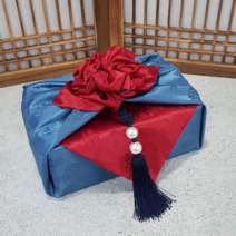 예단사랑 양단 겹보자기 선물 보자기 대추 북청색, 대추+ 북청색110*cm*110cm