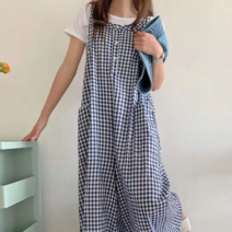 오노마 오노마 ONM F36726 체크 면마 멜빵바지 점프슈트 와이드 치마바지 (8653960)
