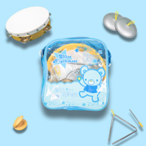 엘리스뮤직 국산 리듬악기세트 소고 타악기 학생 학교 학용품 음악 준비물 탬버린 트라이앵글 캐스터네츠 심벌즈, 리듬악기세트(블루)