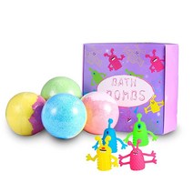 JIANGYUE 장난감 포함 아동용 배쓰밤 - 6가지 다채로운 달걀 입욕제 세트 생일 또는 크리스마스 선물 내부에 공룡 서프라이즈 포함 여아 및 남아용 252853, Finger Toys Bath Bombs