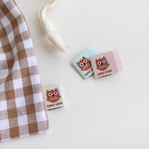 6개-끼움라벨) 부엉이(3컬러) - 직조라벨, 아이보리