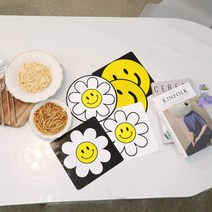 (2+2) 해피리빙 2세대 인덕션 매트 주방 인덕션 보호 커버 받침대 +사은품 치약디스펜서 2개, 데이지 원형(블랙2개), 데이지 사각(블랙2개)