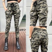 무밀리 2022 가을 여성 스판 밴딩 간절기 배기 팬츠 여자 빅사이즈 편한 인생 캐릭터 밀리터리 9부 긴 바지