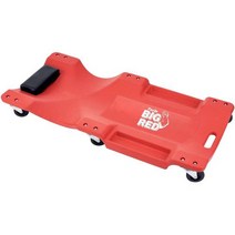 BIG RED TRP6240 Torin 블로우 성형 플라스틱 롤링 차고Shop Creeper: 푹신한 머리 받침 이중 도구 트레이 및 6개의 캐스터가 있는 40 정비 카트, 빨간색