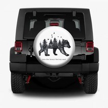 자동차 커버 스페어 타이어 커버 포레스트 베어 지프 SUV RV 보호 자동차 외장 트림 카메라 구멍이없는, 01 Black_01 14 in