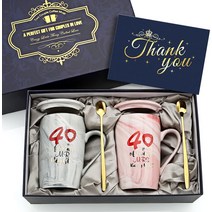 커플 머그잔 선물세트 결혼 집들이 답례품컵 40주년 부부 대리석 커피 머그, 미국, 301-400ml