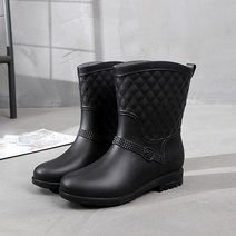4컬러 퀄팅 패턴 베이직 여성 앵클 레인부츠 레인17여성장화 레인부츠 장마 비 우비, 250mm, 레드