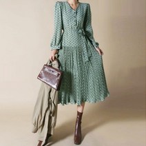 헤레이스 브이넥 다이아 주름 원피스 CHF22SS625