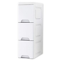유민플러스 틈새수납장 슬림 서랍장, 3단, 화이트, 3단