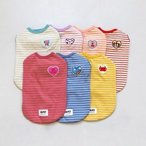 유앤펫 강아지 와펜 스트라이프 나시 티셔츠(M~XL), 블루