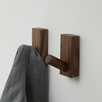 무타공 우드 후크 옷걸이 거치대, 2개