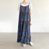 트리시아 에스닉 캉캉 루즈핏 뷔스티에 민소매 나시 롱 원피스 빅사이즈 임산부