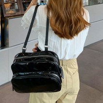 엘베라노 Vedi 에나멜 스퀘어 캐주얼 블랙 미니 백팩