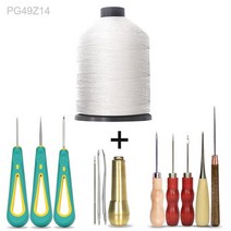 봉제 도구 키트 대형 0.8mm 라운드 왁스 스레드 및 다양한 송곳 가죽 슈 메이커 신발 가방 스티칭 수리 페네트레이트 솔, [05] Awl 7 Pcs Set