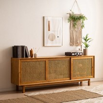 [삼익가구]하버 라탄 원목 2000 높은 거실장, 내추럴