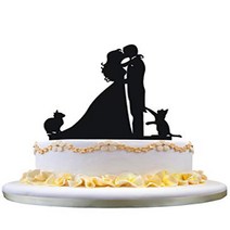 Wedding Cake Toppers Cats Black Acrylic Cake Topper of Engagement and Wedding with Bride and Groom, 1
