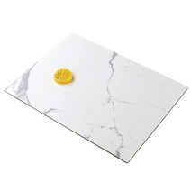 Murrey Home 주방용 강화 유리 도마 식기 세척기 사용 가능 고무 발이 있는 직사각형 작고 투명한 조리대 트레이 긁힘 방지 내열성 미끄럼 39.9 x 30cm(15, White Marble_23.6