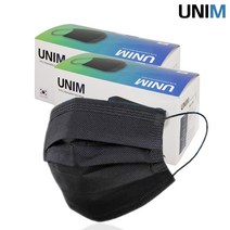 (국내생산) 유니엠 검정(블랙) 덴탈 마스크(MB필터) 100매(대형) 국산 (공식판매처), 200매