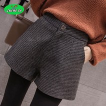 SHENGBO여성 모직 체크 반바지 겨울 가을 미니부츠 바지 SB003915LH