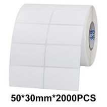 ZEBRA GPRINTER 도시바 왁스 리본 프린터용 동판 스티커 용지 빈 바코드 2 롤, 09 50X30mm