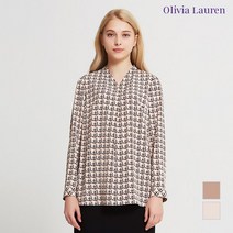 올리비아로렌 아울렛 이월 가을 브이넥 패턴 블라우스 VOCNLVF8111