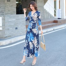 비치 드레스 랩스커트 랩원피스 프린트 브이넥 원피스 비치웨어 해변 여행 허니문