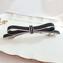 바이진주리본 줄무늬 리본 자동 헤어핀