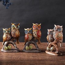 수지 공예 올빼미 장식 공예 창조적 인 홈 거실 장식 창조적 인 선물, 레드, 16X10X6.5