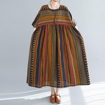 페이즐리 원피스 코튼 린넨 맥시 보헤미안스타일 B17
