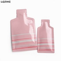 50pcs 작은 용량 열 씰 저장 가방 병 모양 알루미늄 호 일 진공 실러 파우치 꿀/액체/분말 포장, [03] 7.5x13cm, [02] pink stripe