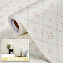 주방 벽지 wallpaper 2541# 오일 방지 스티커 방수장 부뚜막 가구 대리석 필름 위생간재간벽 뉴타임즈 Z, 마름모꼴 노란색 작은 꽃 0.6m*5m(5m포장)