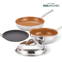 에델코첸 통3중 이지프리즘 28팬+28웍+뚜껑(코퍼) + 팬케이크 28cm 4종세트