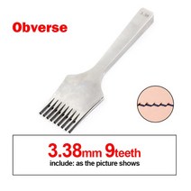 가죽펀칭기 벨트구멍뚫기 DIY 가죽 프렌치 펀칭 도구 바느질 구멍 장치 앞뒤 펀치, 11 Obverse 3.38mm 9T
