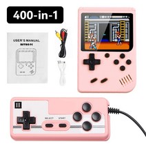 휴대용 게임기 400 인 1 3 인치 LCD 비디오 장난감 게임 플레이어 미니 핸드 헬드 완구 콘솔 어린이 기계, 06 Pink with Gamepad