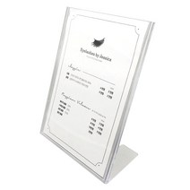 [을지메뉴] L자형 A5 세로형 아크릴꽂이 쇼케이스 아크릴 알림판 아크릴POP꽂이 알림판 안내판 가격표 전시공간 인테리어 홈, 4개
