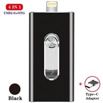 USB 플래시 드라이브 4 인 1 드라이브아이폰 호환 12/8/7/7Plus/8/X/11 Usb/Otg/라이트닝 128GB 64GB 펜 iOS 외부 저장 장치, 01 BLACK TPYE C_07 256GB