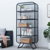 철제 선반 진열대 매쉬 진열장 옷선반 책 댜용도 디스플레이, 블랙 80 x 30 x 180 전체 조립