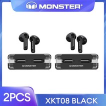 게이밍헤드셋 블루투스 오리지널 몬스터 XKT08 게이밍 헤드폰 53 무선 이어폰 저지연 소음 감소 이어버드 헤드셋 신제품, 7.Black 2, Black 2