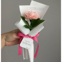 [로기블룸] 비누 카네이션 한송이 꽃다발, 핑크