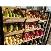 채소진열대 과일매대 디스플레이 마트 슈퍼 진열장 선반 랙 슈퍼마켓 베이커리 판매대 업소용, 단면 브라운 520x350x1600mm
