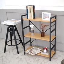 올리오 인테리어 낮은 책정리 철제 책장 책꽂이 주방 렌지대 수납선반 수납장 3단, 블랙