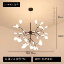 침실 펜던트 조명 카페 인테리어 방등 반딧불 나뭇잎 샹들리에 북유럽 장식 밤하늘, 로즈