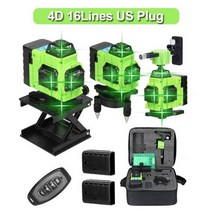 레이저 레벨기 3D 4D 고정밀 수평기 360도 라인 레이저 레벨 셀프 레벨링 기능 벽, 그린 어스 16라인