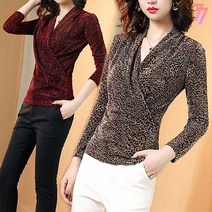 77우먼스 여성 블라우스 가을 레오파드 호피무늬 긴팔 스페셜블라우스 [ 리현커머스]