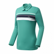 힐크릭 여성 불규칙 스트라이프 티셔츠 그린 1HCTSF0609