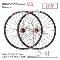 자전거바퀴 자전거휠셋 Bolany-MTB 자전거 부스트 휠셋 휠 스루 액슬 허브 110*1 148*12MM XD/HG/MS 와이드 림 32H 스포크 6 폴 27./29 인치, MS 27.5 red